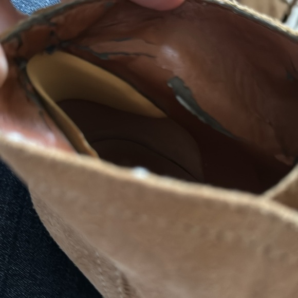 Lucky Brand Sway cognac suede lace up wedge heels booties sz 8 1/2 - Picture 8 of 10